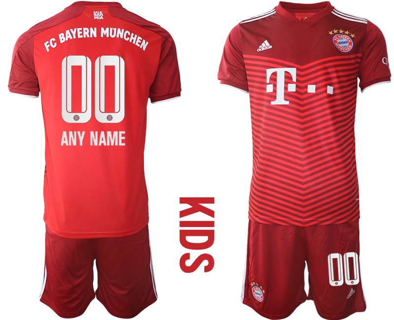 Youth 2021-2022 Club Bayern Munich home red customized Soccer Jersey->customized soccer jersey->Custom Jersey